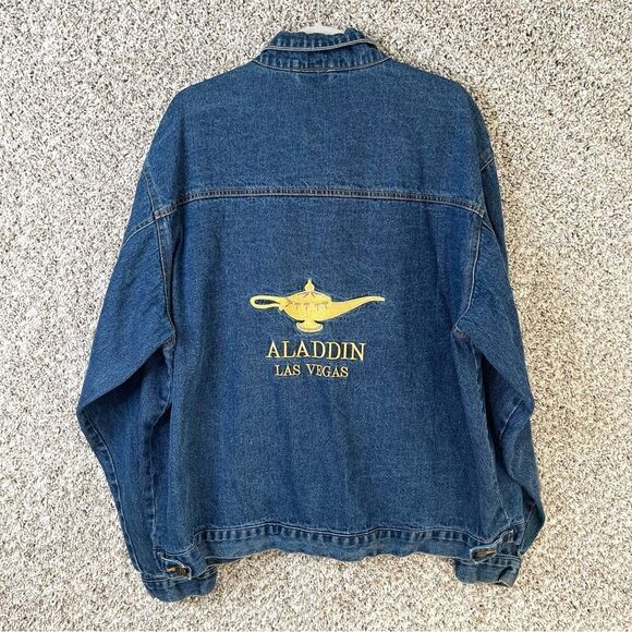 Aladdin Jacket Women’s XXXL Las Vegas Embroidered Blue Jean Button Up - Picture 1 of 5